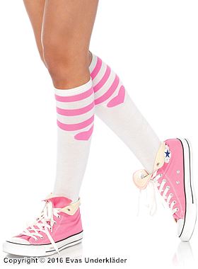 Cute knee socks, heart, colorful stripes